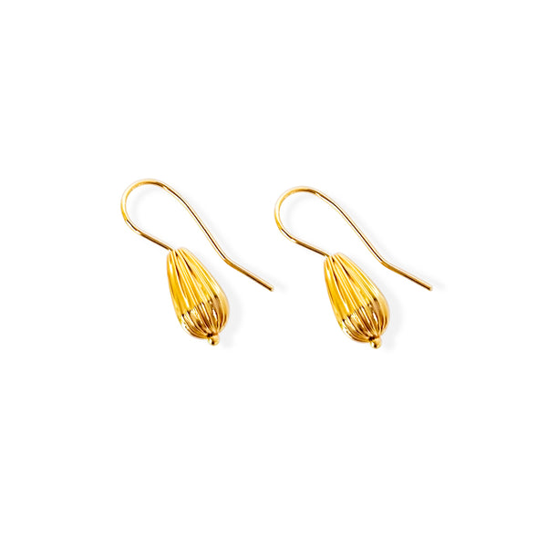 Seed Wire Earrings: Handcrafted earrings with a seed-inspired design, made from 18k gold-plated sterling silver.