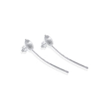 Load image into Gallery viewer, Handcrafted Root of Life Drop Earrings in Sterling Silver. Elegant drop design featuring a textured stem and seed, symbolizing nature and new beginnings.
