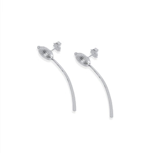 Handcrafted Root of Life Drop Earrings in Sterling Silver. Elegant drop design featuring a textured stem and seed, symbolizing nature and new beginnings.