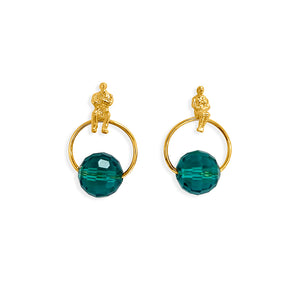 Handcrafted Allure Circle of Life Stud Earrings in 18k gold-plated metal with sparkling crystal beads in a modern circular design, available in different colors