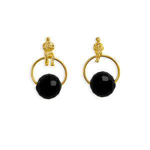 Handcrafted Allure Circle of Life Stud Earrings in 18k gold-plated metal with sparkling crystal beads in a modern circular design, available in different colors.