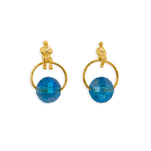 Handcrafted Allure Circle of Life Stud Earrings in 18k gold-plated metal with sparkling crystal beads in a modern circular design, available in different colors