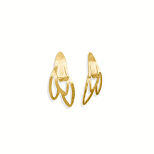 Load image into Gallery viewer, Handcrafted Mini Vera Stud Earrings in 18k gold plated, featuring a delicate design of seeds beginning to bloom, symbolizing new beginnings and growth, with a modern, elegant aesthetic.
