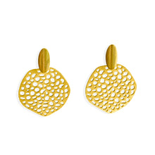Load image into Gallery viewer, Statement earrings with sculpted organic shapes and handcrafted details in 18 gold-plated over sterling silver.
