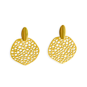 Statement earrings with sculpted organic shapes and handcrafted details in 18 gold-plated over sterling silver.