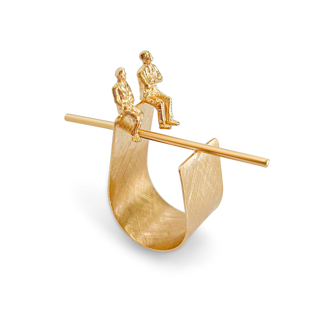 Equilibrium Ring with Couple in Gold Plated