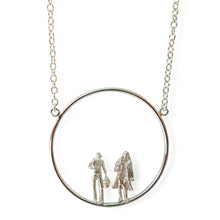 Cargar imagen en el visor de la galería, Circle Long Necklace with Travelers, Sterling Silver

