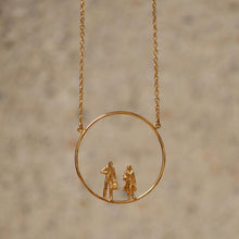 Load image into Gallery viewer, Circle Long Necklace with Travelers, 18k Gold plated
