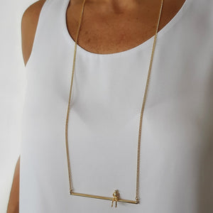 Equilibrium Long Necklace, handmade in 18k gold plated over sterling silver 
