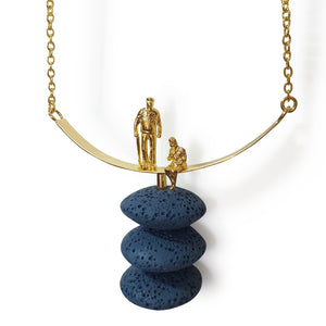 Volcanic Long Pendant Necklace, 18k Gold plated