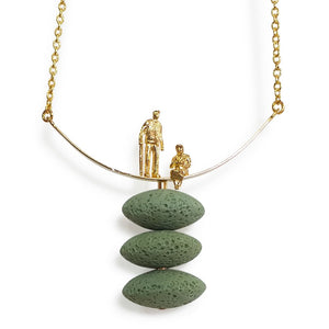 Volcanic Long Pendant Necklace, 18k Gold plated