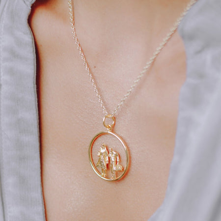 Pendant Charm Necklace. Handmade jewelry in 18k gold plated.