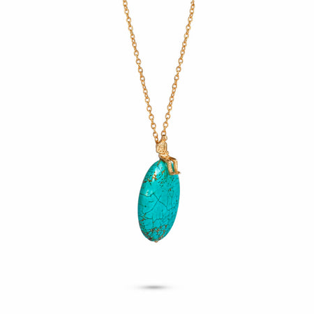 Turquoise Long Pendant Necklace in 18k gold plated