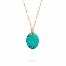 Cargar imagen en el visor de la galería, Turquoise Long Pendant Necklace in 18k gold plated
