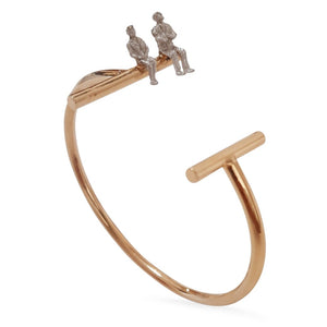 Equilibrium Open Bangle, 18k Gold plated-Couple in Silver