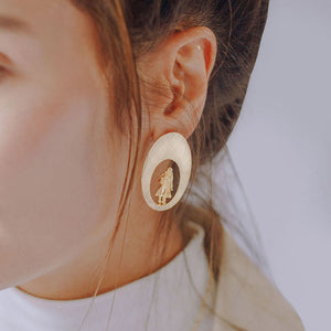 Oval Travelers Earrings, 18k Gold plated
