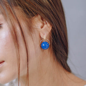 Color and Point Stud Earrings in Blue Jade