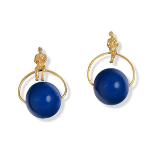 Color and Point Stud Earrings in Blue Jade