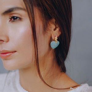 Turquoise Heart Wire Earrings