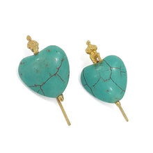 Cargar imagen en el visor de la galería, Turquoise Heart Wire Earrings
