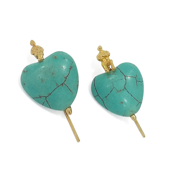 Turquoise Heart Wire Earrings