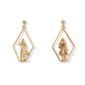 Rhombus Gold Dangle Earrings