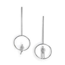 Load image into Gallery viewer, Circle Long Drop Earrings in Silver
