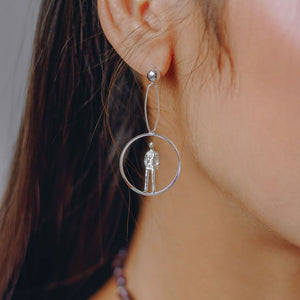 Circle Drop Earrings in Silver