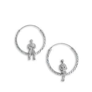 Circle Hoop Earrings in Silver