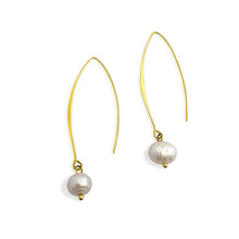 Load image into Gallery viewer, Mother of pearl wire earrings. Handmade jewelry in sterling silver and 18k gold plated.
