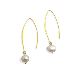 Mother of pearl wire earrings. Handmade jewelry in sterling silver and 18k gold plated.