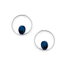 Load image into Gallery viewer, Pearl Circle Stud Earrings in Sterling Silver. Black Pearl
