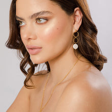 Load image into Gallery viewer, Pearl Medium Drop Earrings. Handmade jewelry. 18k gold plated.
