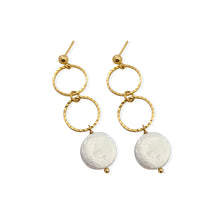 Load image into Gallery viewer, Pearl Medium Drop Earrings. Handmade jewelry. 18k gold plated.

