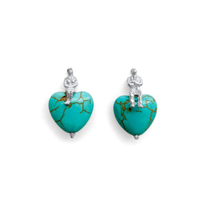 Turquoise Heart Stud Earrings in Sterling Silver