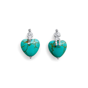Turquoise Heart Stud Earrings in Sterling Silver