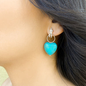 Turquoise Heart Drop Earrings in Sterling Silver